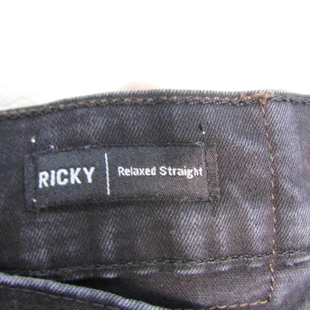 True Religion Ricky Relaxed Straight Jeans Men's Size 30 Black Washed Denim